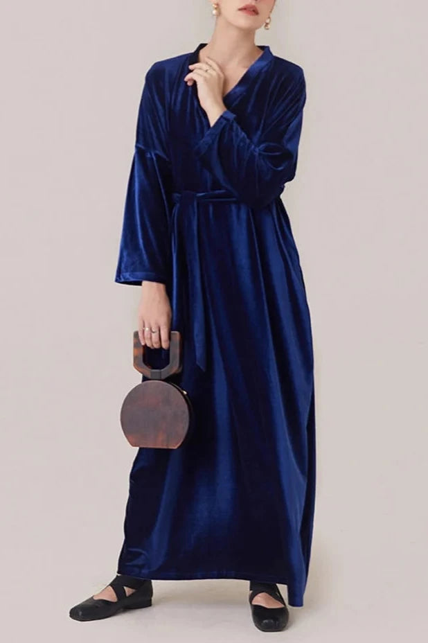 Velvet Dress For Women V Neck Velvet Dress Plus Size Dress Velvet Gown Velvet Bridesmaid Ankle Length Dress Fall Winter Velvet Evening Dress